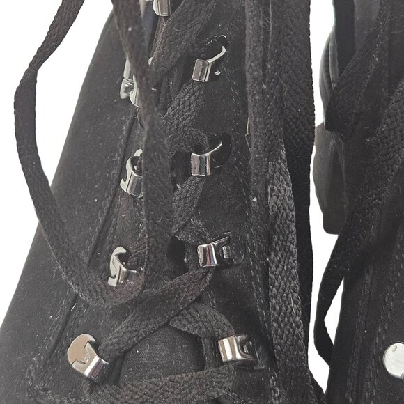 Black Jellypop Brandi Womens Suede Heeled Boots Size 6.5M Lace Up Fleece Lined - Picture 7 of 10